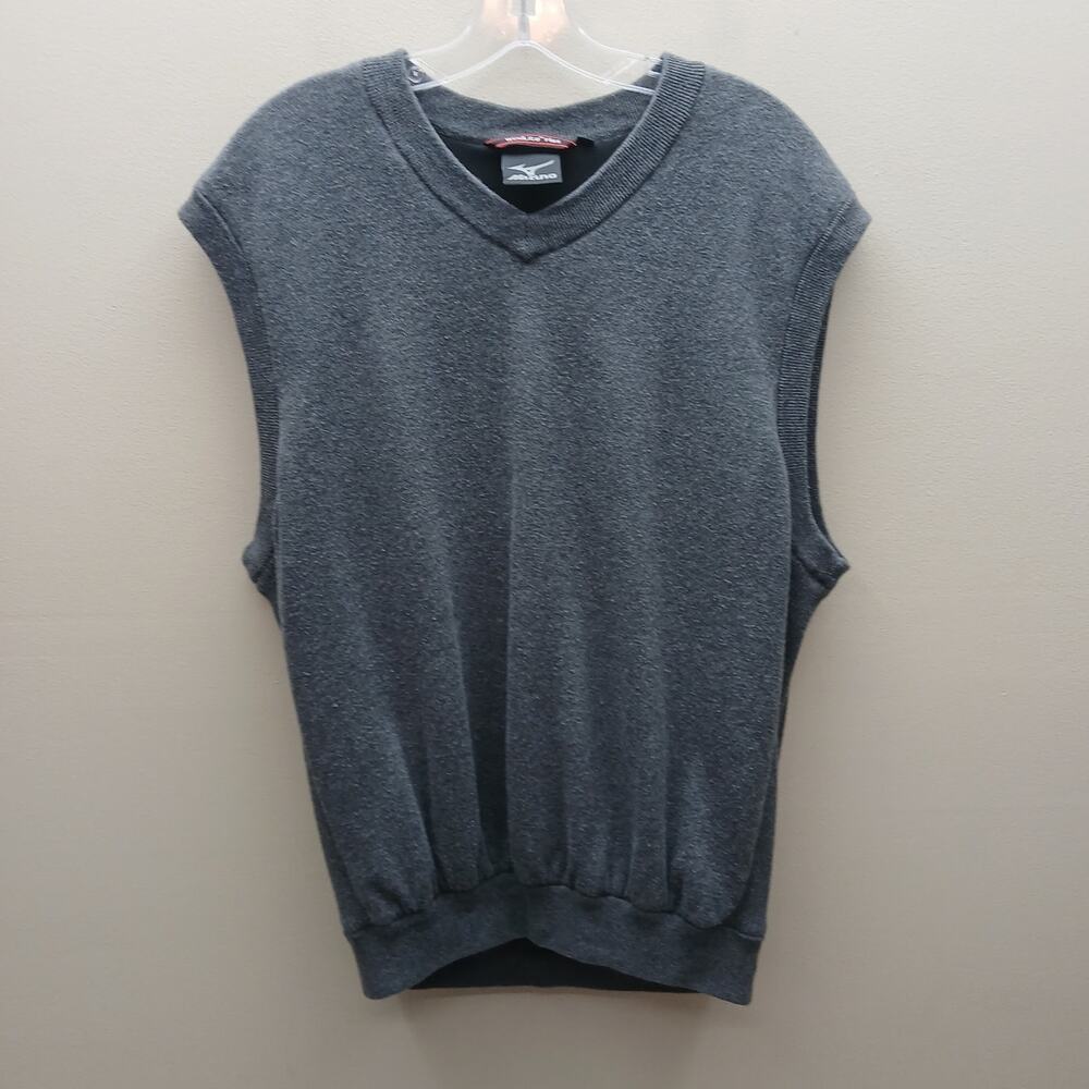 Mizuno Windlite Flex V Neck Pullover Sweater Vest Knit Windproof Golf Gray SZ L
